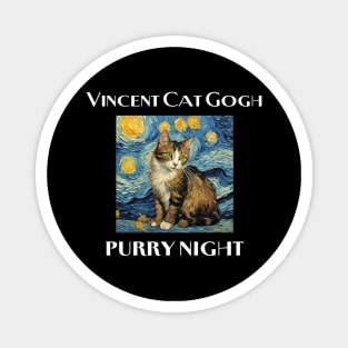 Vincent Cat Gogh Purry Night T-Shirt Magnet